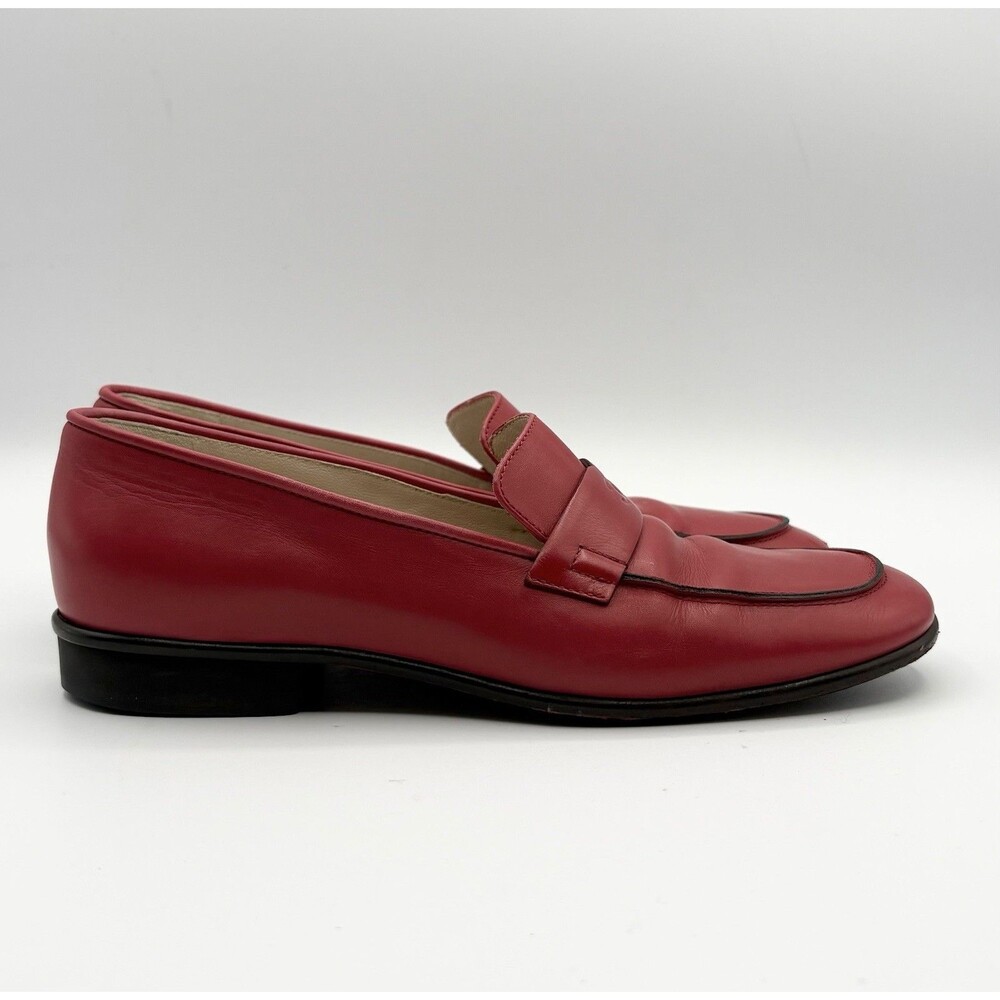 Chanel Red Calf Leather Loafers CC Logo Vintage Black Trim Y2K Sz EU 36 - Picture 5 of 14